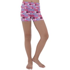 Scandinavian Abstract Pattern Kids  Lightweight Velour Yoga Shorts