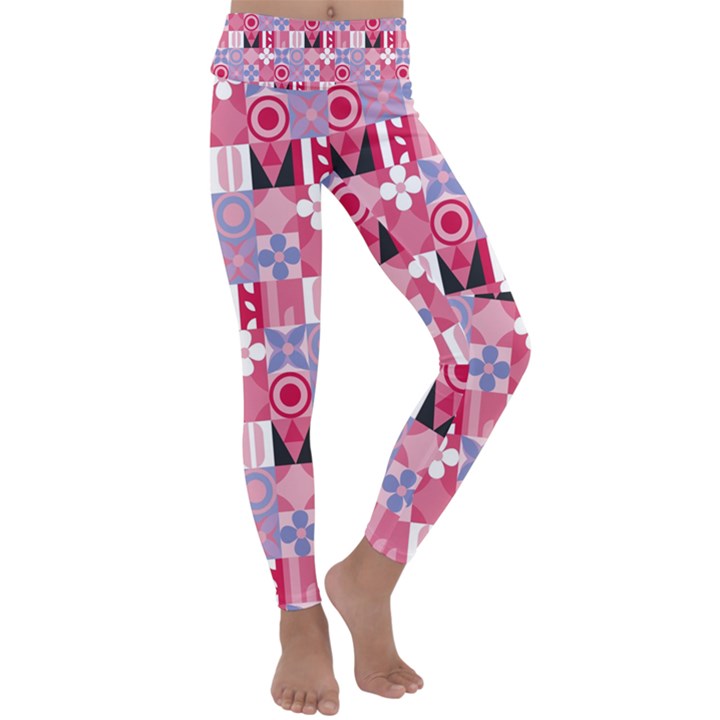 Scandinavian Abstract Pattern Kids  Lightweight Velour Classic Yoga Leggings