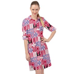 Scandinavian Abstract Pattern Long Sleeve Mini Shirt Dress by Maspions