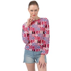 Scandinavian Abstract Pattern Banded Bottom Chiffon Top