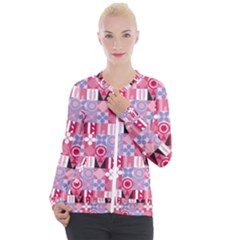 Scandinavian Abstract Pattern Casual Zip Up Jacket