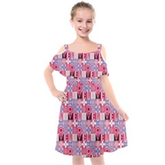 Scandinavian Abstract Pattern Kids  Cut Out Shoulders Chiffon Dress by Maspions