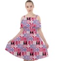 Scandinavian Abstract Pattern Cut Out Shoulders Chiffon Dress View1