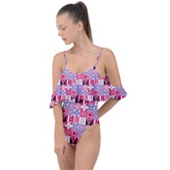 Scandinavian Abstract Pattern Drape Piece Swimsuit