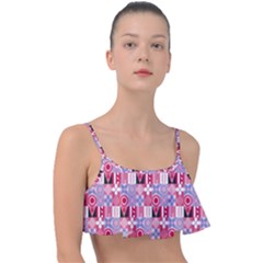 Scandinavian Abstract Pattern Frill Bikini Top