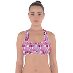 Scandinavian Abstract Pattern Cross Back Hipster Bikini Top 