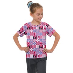 Scandinavian Abstract Pattern Kids  Mesh Piece T-shirt