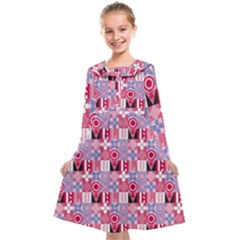 Scandinavian Abstract Pattern Kids  Midi Sailor Dress