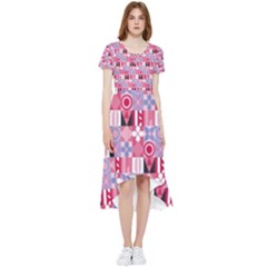 Scandinavian Abstract Pattern High Low Boho Dress