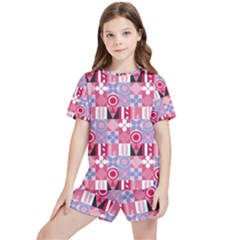 Scandinavian Abstract Pattern Kids  T-shirt And Sports Shorts Set