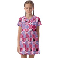 Scandinavian Abstract Pattern Kids  Asymmetric Collar Dress