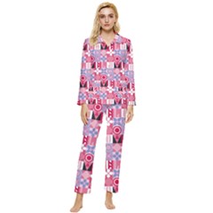 Scandinavian Abstract Pattern Womens  Long Sleeve Velvet Pocket Pajamas Set