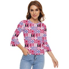 Scandinavian Abstract Pattern Bell Sleeve Top