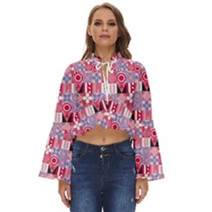 Scandinavian Abstract Pattern Boho Long Bell Sleeve Top