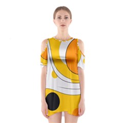 Abstract Pattern Shoulder Cutout One Piece Dress