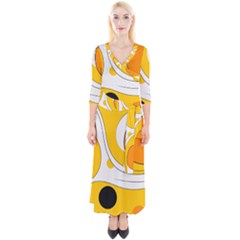 Abstract Pattern Quarter Sleeve Wrap Maxi Dress