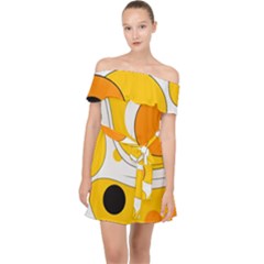 Abstract Pattern Off Shoulder Chiffon Dress