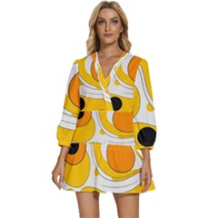 Abstract Pattern V-neck Placket Mini Dress