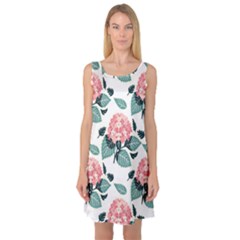 Flowers Hydrangeas Sleeveless Satin Nightdress