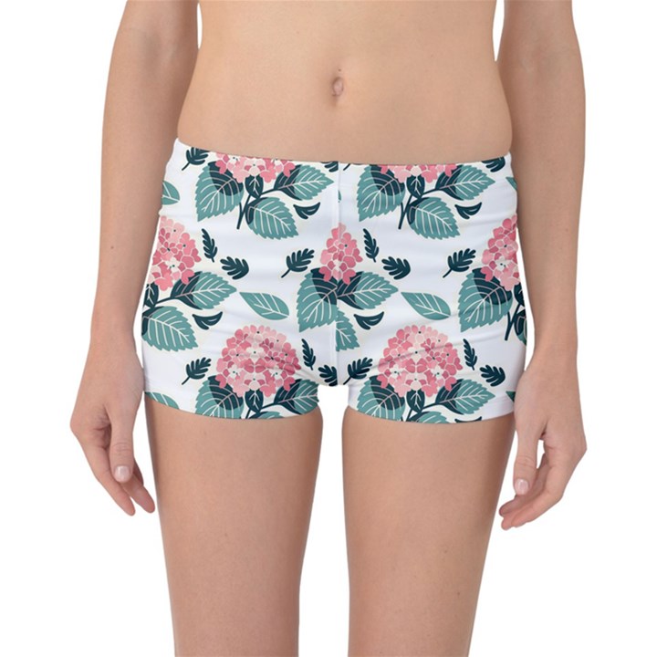 Flowers Hydrangeas Reversible Boyleg Bikini Bottoms