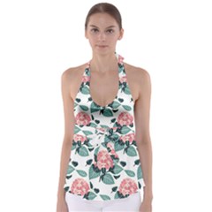 Flowers Hydrangeas Tie Back Tankini Top by Maspions