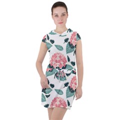 Flowers Hydrangeas Drawstring Hooded Dress