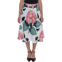 Flowers Hydrangeas Perfect Length Midi Skirt