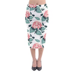 Flowers Hydrangeas Midi Pencil Skirt