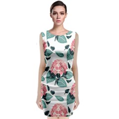 Flowers Hydrangeas Sleeveless Velvet Midi Dress by Maspions