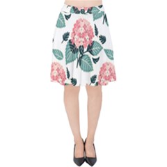 Flowers Hydrangeas Velvet High Waist Skirt