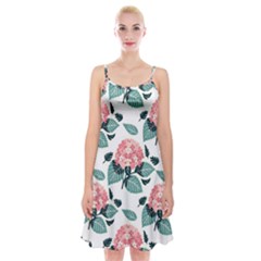 Flowers Hydrangeas Spaghetti Strap Velvet Dress