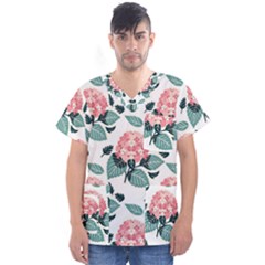 Flowers Hydrangeas Men s V-neck Scrub Top