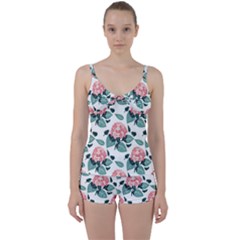 Flowers Hydrangeas Tie Front Two Piece Tankini