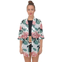 Flowers Hydrangeas Open Front Chiffon Kimono by Maspions