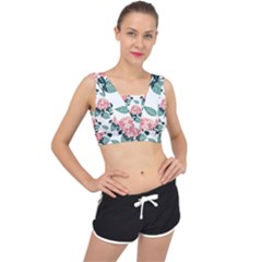 Flowers Hydrangeas V-back Sports Bra