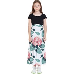 Flowers Hydrangeas Kids  Flared Maxi Skirt