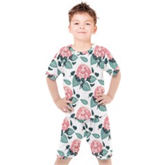 Flowers Hydrangeas Kids  T-shirt And Shorts Set