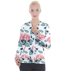 Flowers Hydrangeas Casual Zip Up Jacket by Maspions