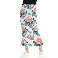 Flowers Hydrangeas Maxi Fishtail Chiffon Skirt by Maspions