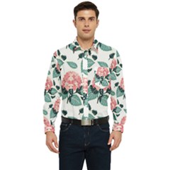 Flowers Hydrangeas Men s Long Sleeve Pocket Shirt 