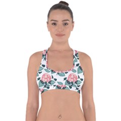 Flowers Hydrangeas Cross Back Hipster Bikini Top  by Maspions