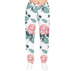 Flowers Hydrangeas Women Velvet Drawstring Pants