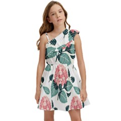 Flowers Hydrangeas Kids  One Shoulder Party Dress