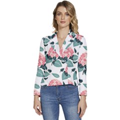 Flowers Hydrangeas Women s Long Sleeve Revers Collar Cropped Jacket by Maspions