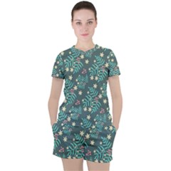 Illustration Pattern Seamless Women s T-Shirt and Shorts Set