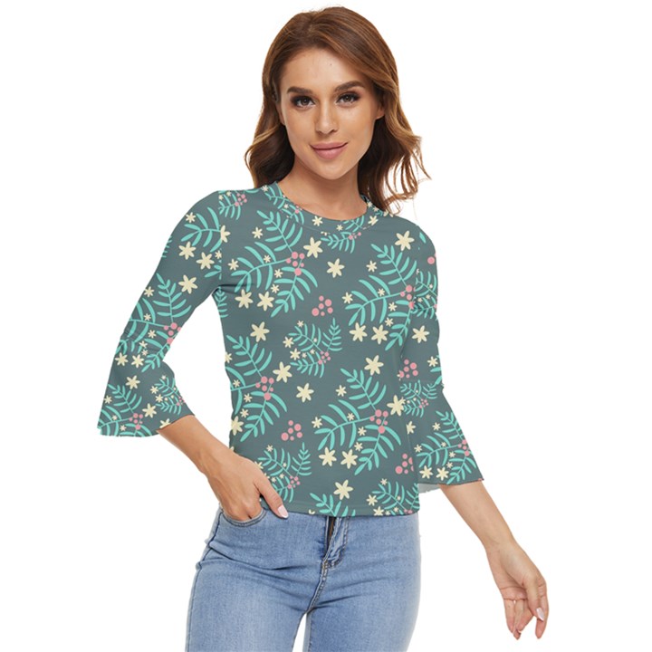 Illustration Pattern Seamless Bell Sleeve Top