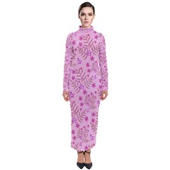 Illustration Pattern Seamless Turtleneck Maxi Dress