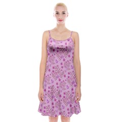 Illustration Pattern Seamless Spaghetti Strap Velvet Dress