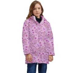 Illustration Pattern Seamless Kids  Hooded Longline Puffer Jacket