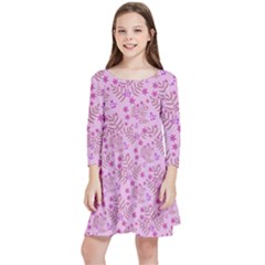 Illustration Pattern Seamless Kids  Quarter Sleeve Skater Dress